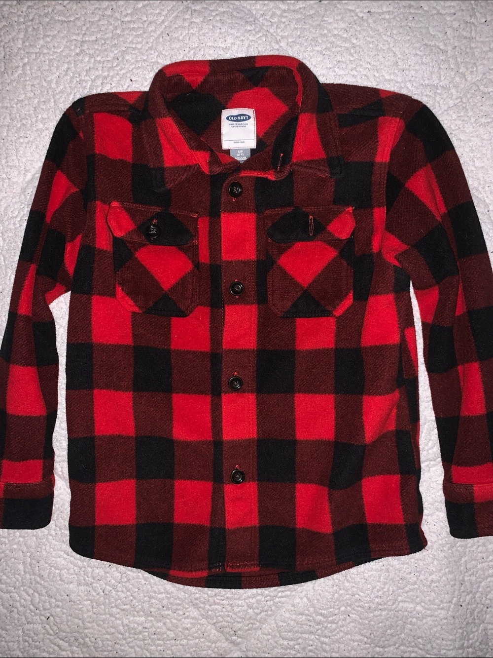 Old Navy fleece Red and Black Buffalo Plaid Button-Down Shirt